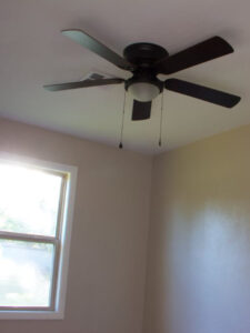 Modern new Construction house master bedroom with Tray ceiling and fan